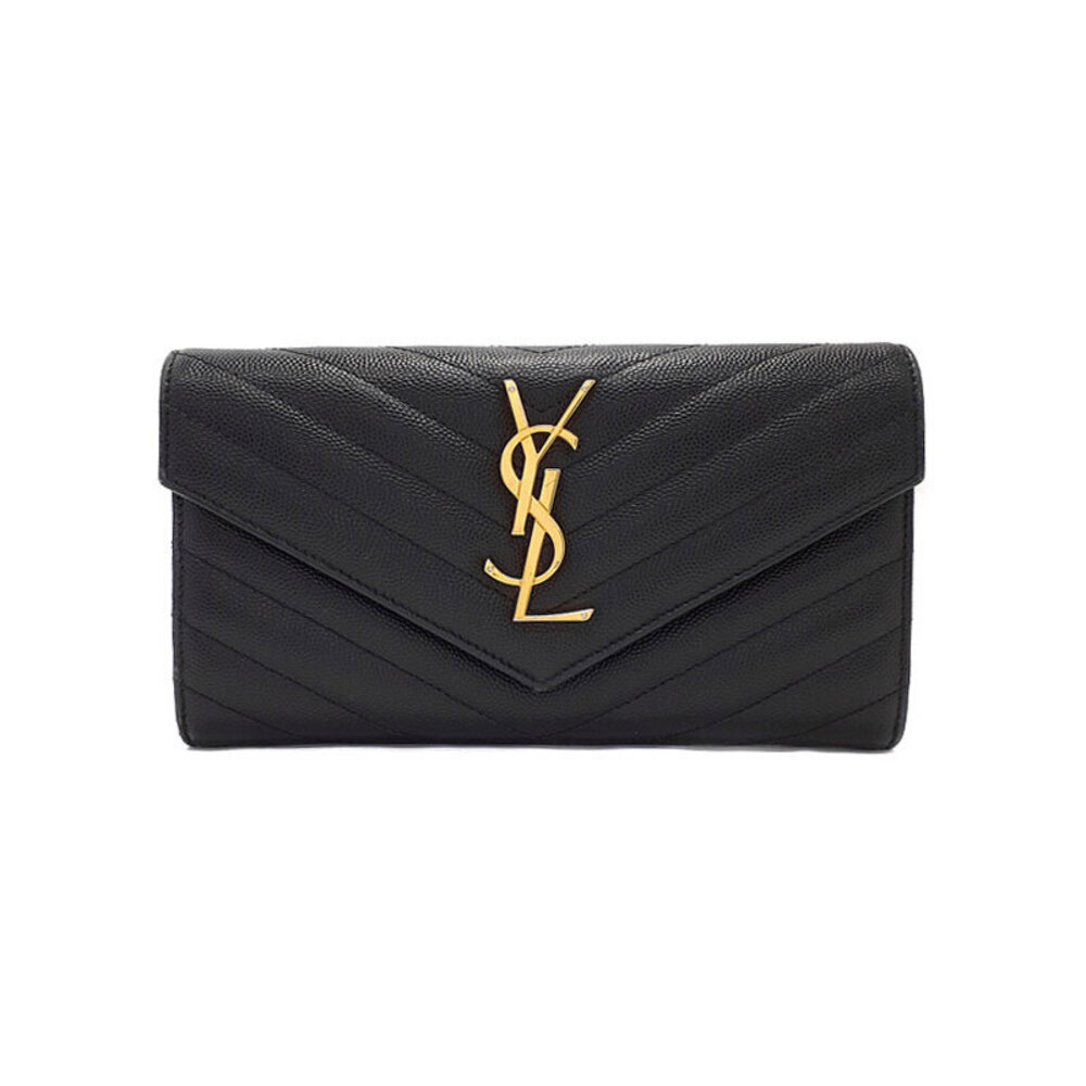 SAINT LAURENT Paris Monogram Flap Wallet Bi fold Long